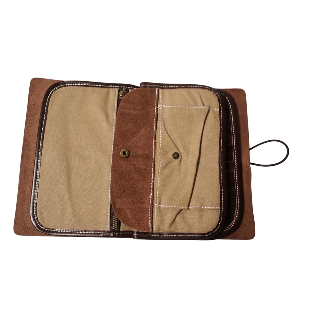 LINSHI TASKS Genuine Leather Journal Planner Folio Wallet Organizer Brown - Picture 11 of 16